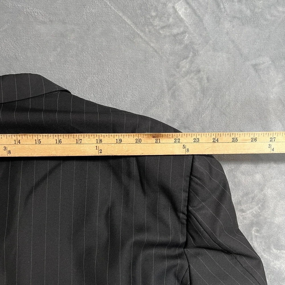 Armani Collezioni Suit Jacket Mens 56L Black Striped 3 Button Wool Blazer